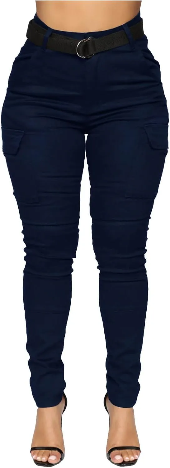 Women's High Waisted Skinny Jeans Slim Fit Casual Summer Outdoor Butt Lifting Tummy Control Stretch Denim Cargo Pants