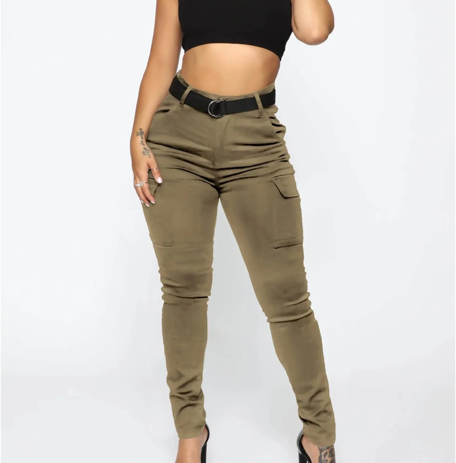 Women's High Waisted Skinny Jeans Slim Fit Casual Summer Outdoor Butt Lifting Tummy Control Stretch Denim Cargo Pants
