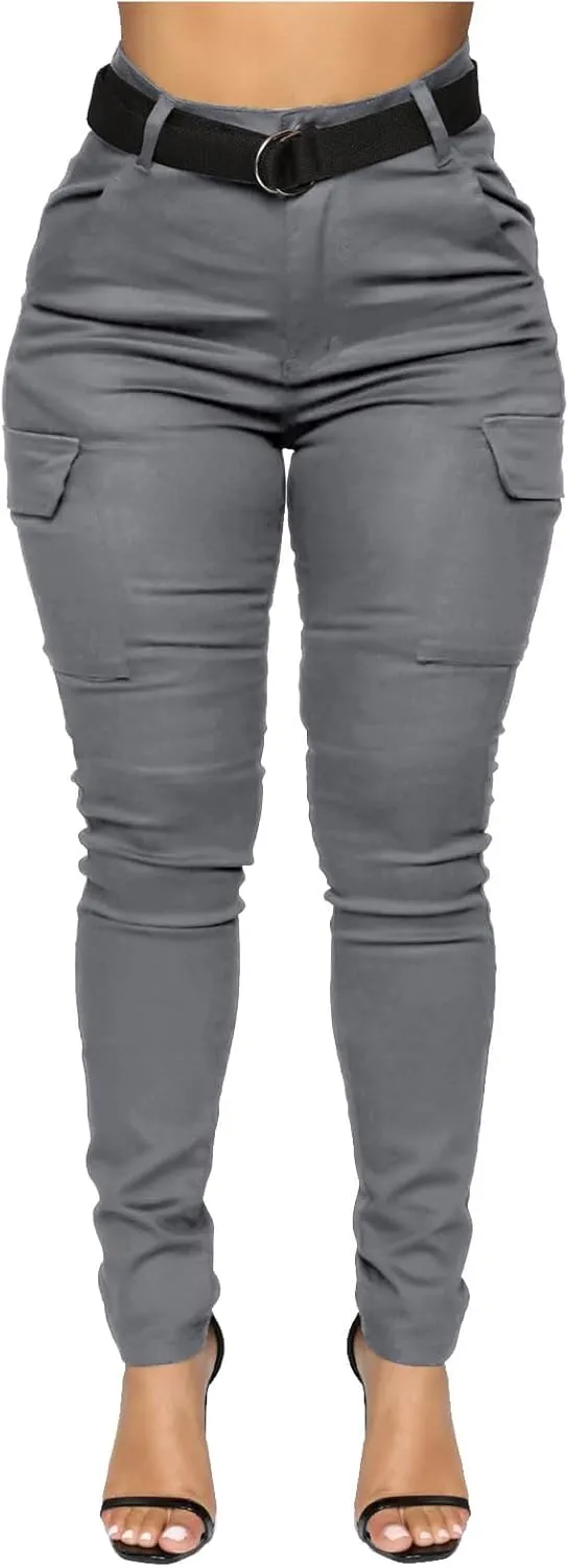 Women's High Waisted Skinny Jeans Slim Fit Casual Summer Outdoor Butt Lifting Tummy Control Stretch Denim Cargo Pants