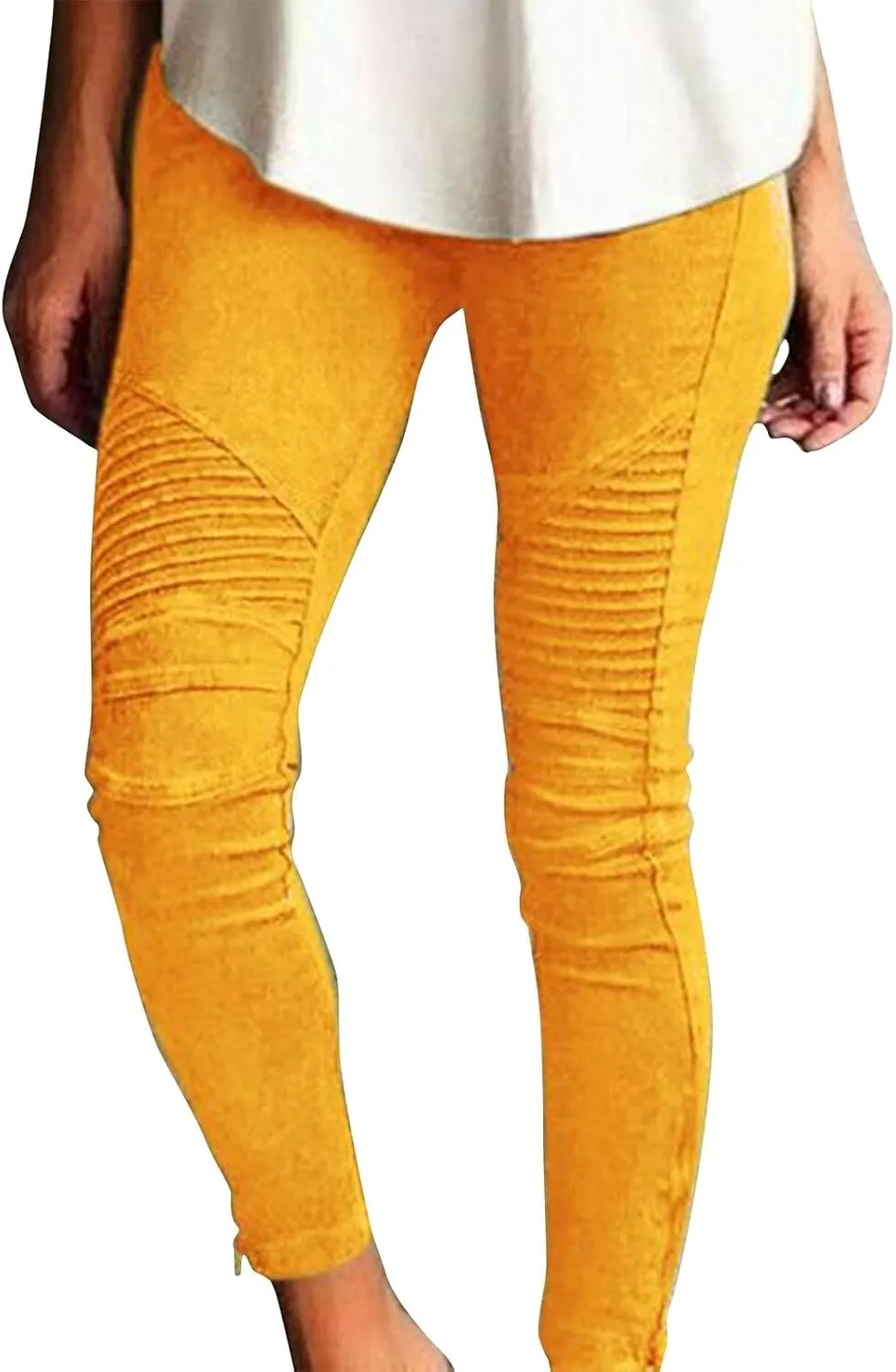 Women's High Waisted Skinny Jeans Stretch Cropped Pencil Pants Striped Jeggings Casual Denim Trousers with Pockets