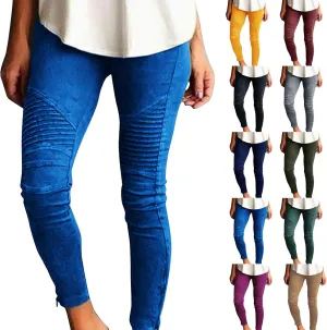 Women's High Waisted Skinny Jeans Stretch Cropped Pencil Pants Striped Jeggings Casual Denim Trousers with Pockets
