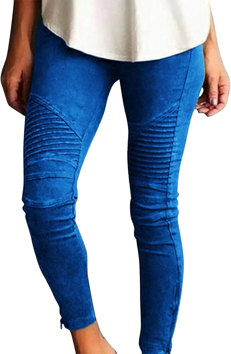 Women's High Waisted Skinny Jeans Stretch Cropped Pencil Pants Striped Jeggings Casual Denim Trousers with Pockets