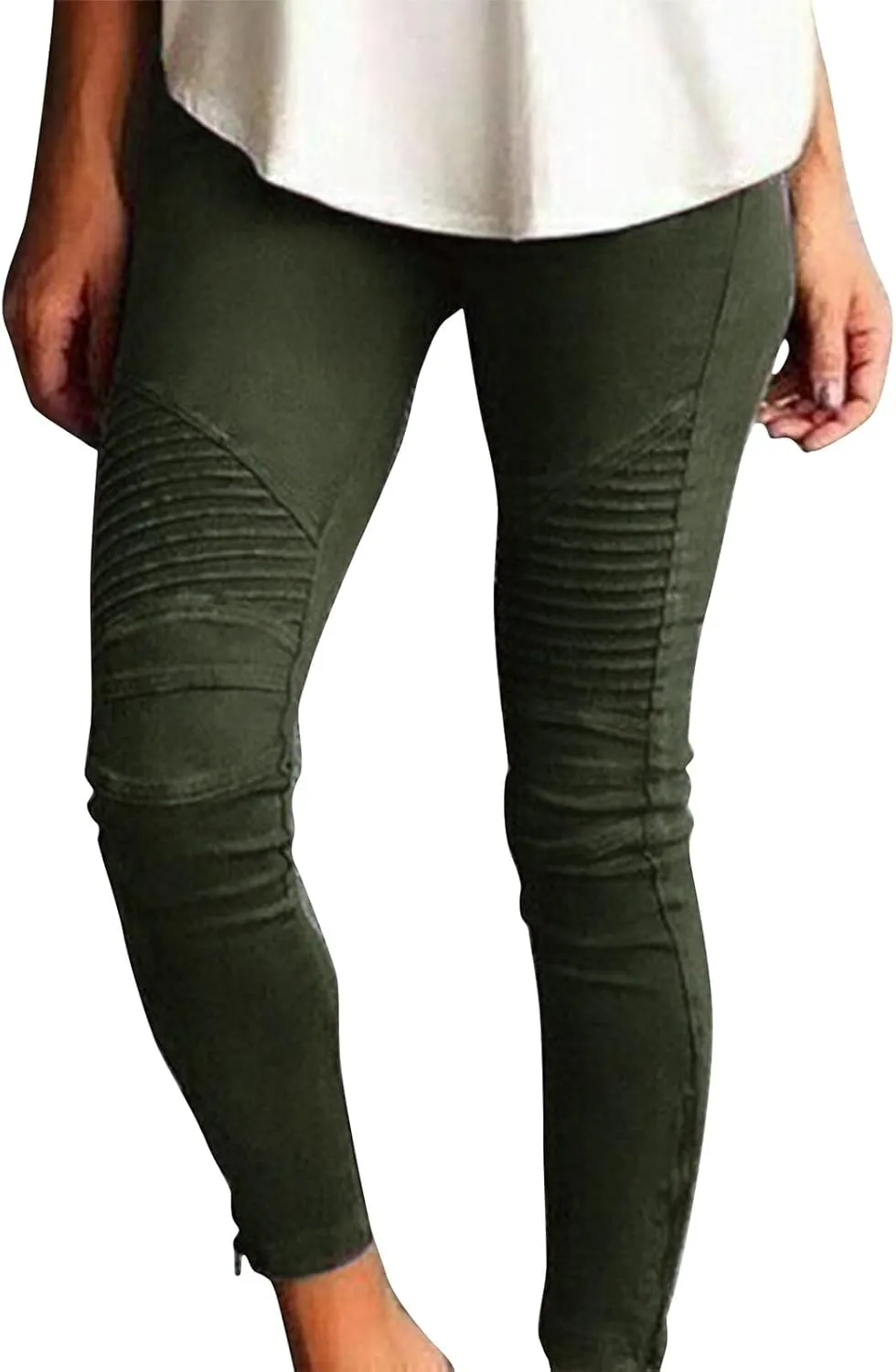 Women's High Waisted Skinny Jeans Stretch Cropped Pencil Pants Striped Jeggings Casual Denim Trousers with Pockets