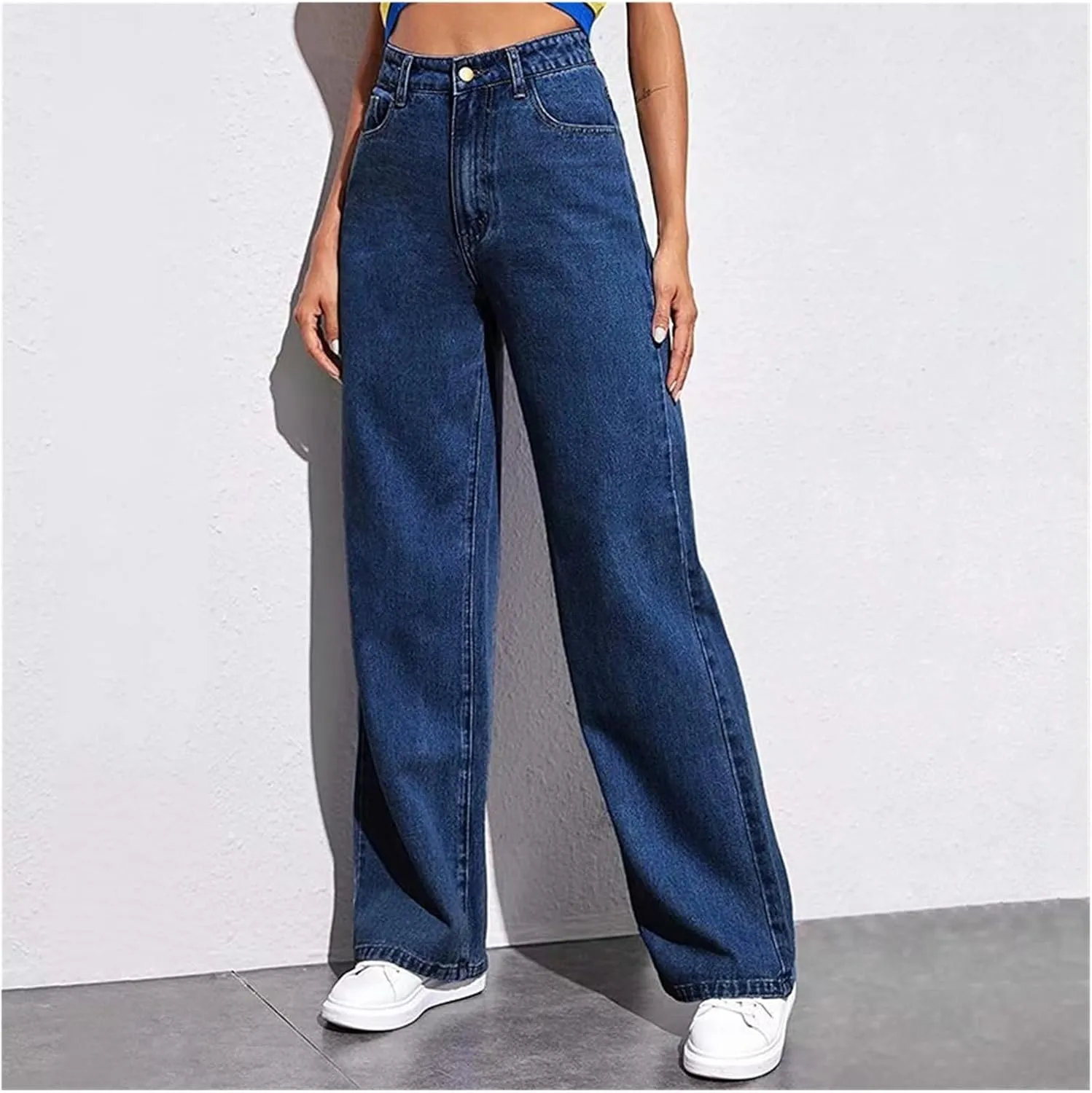 Women's High Waisted Wide Leg Baggy Stretch Denim Jeans lee Jeans for Women