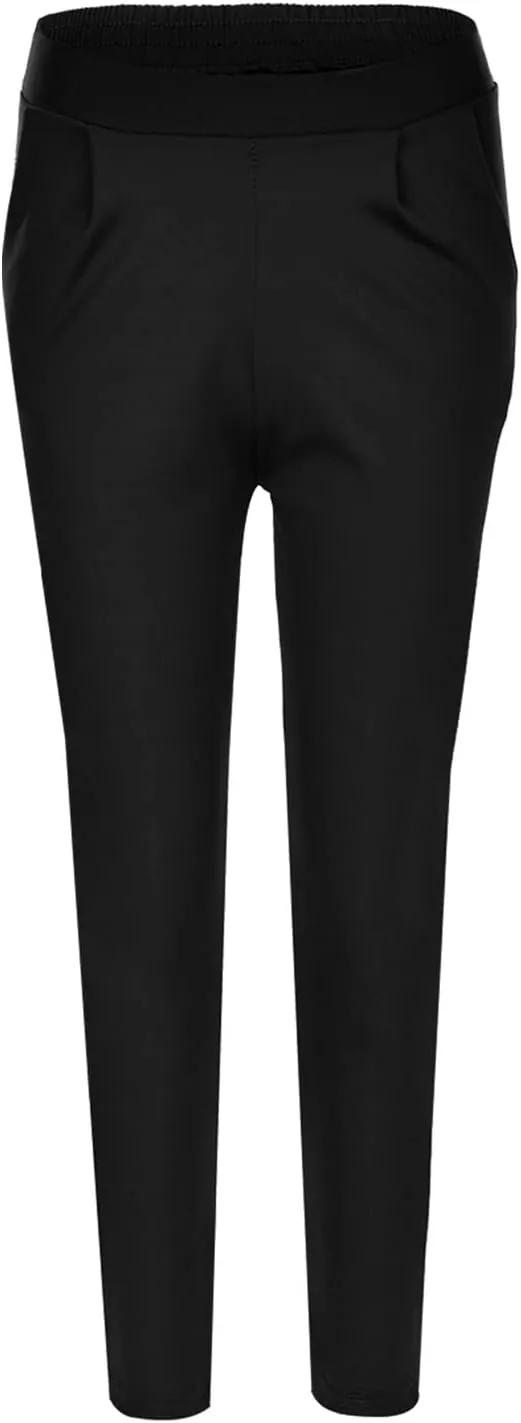 Women's High Waisted Work Business Trousers Pleated Office Slacks Pants Crop Dress Pants