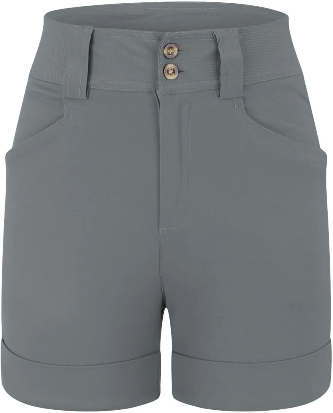 Women's Jean Shorts High Waisted Twill Folded Hem Short Pants Stretchy Button Down Trendy Summer Denim Shorts with Pockets