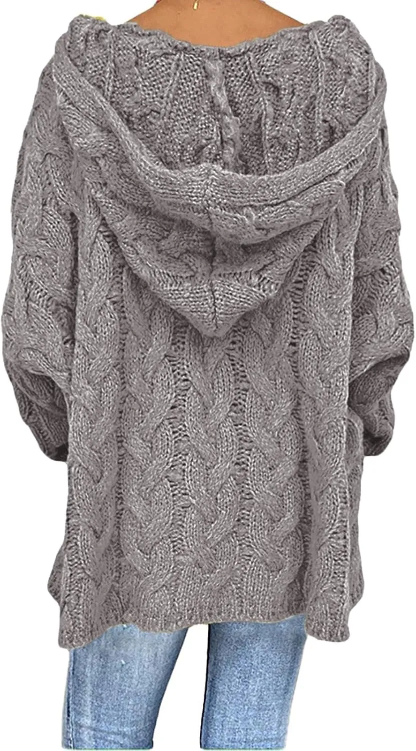 Womens Lightweight Hooded Sweaters Oversized Cozy Loose Chunky Knit Pullover Soft Knit Fitted Sweater Jumper Tops