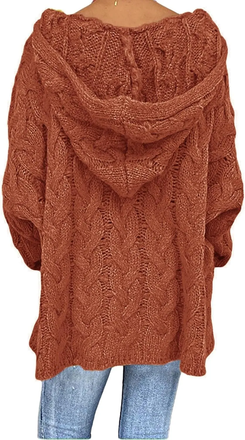 Womens Lightweight Hooded Sweaters Oversized Cozy Loose Chunky Knit Pullover Soft Knit Fitted Sweater Jumper Tops