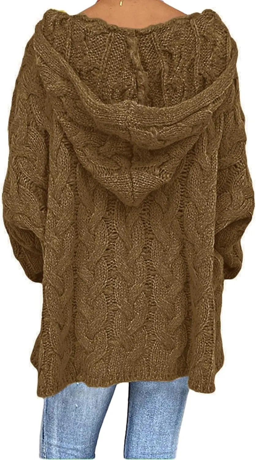 Womens Lightweight Hooded Sweaters Oversized Cozy Loose Chunky Knit Pullover Soft Knit Fitted Sweater Jumper Tops