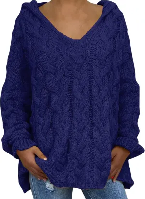Womens Lightweight Hooded Sweaters Oversized Cozy Loose Chunky Knit Pullover Soft Knit Fitted Sweater Jumper Tops