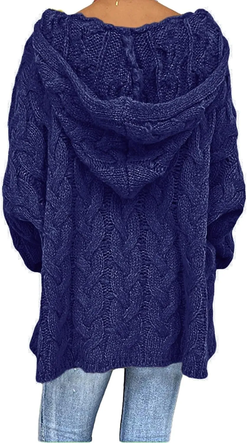 Womens Lightweight Hooded Sweaters Oversized Cozy Loose Chunky Knit Pullover Soft Knit Fitted Sweater Jumper Tops