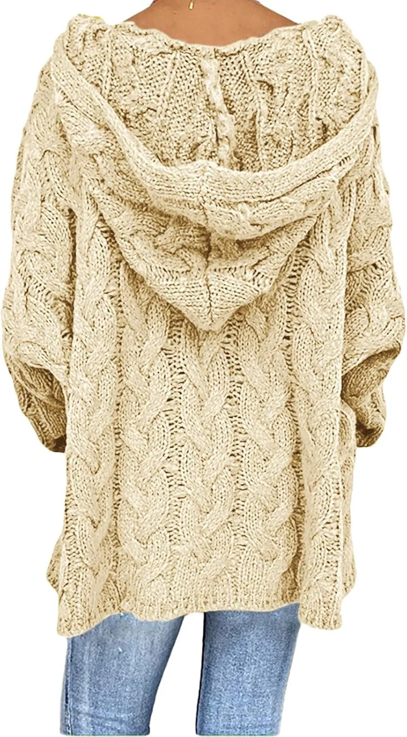 Womens Lightweight Hooded Sweaters Oversized Cozy Loose Chunky Knit Pullover Soft Knit Fitted Sweater Jumper Tops