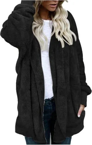 Womens Long Sleeve Coat Fashion Double Faced Plush Jackets Fall With Pocket Trendy 2024 Loose Clothes