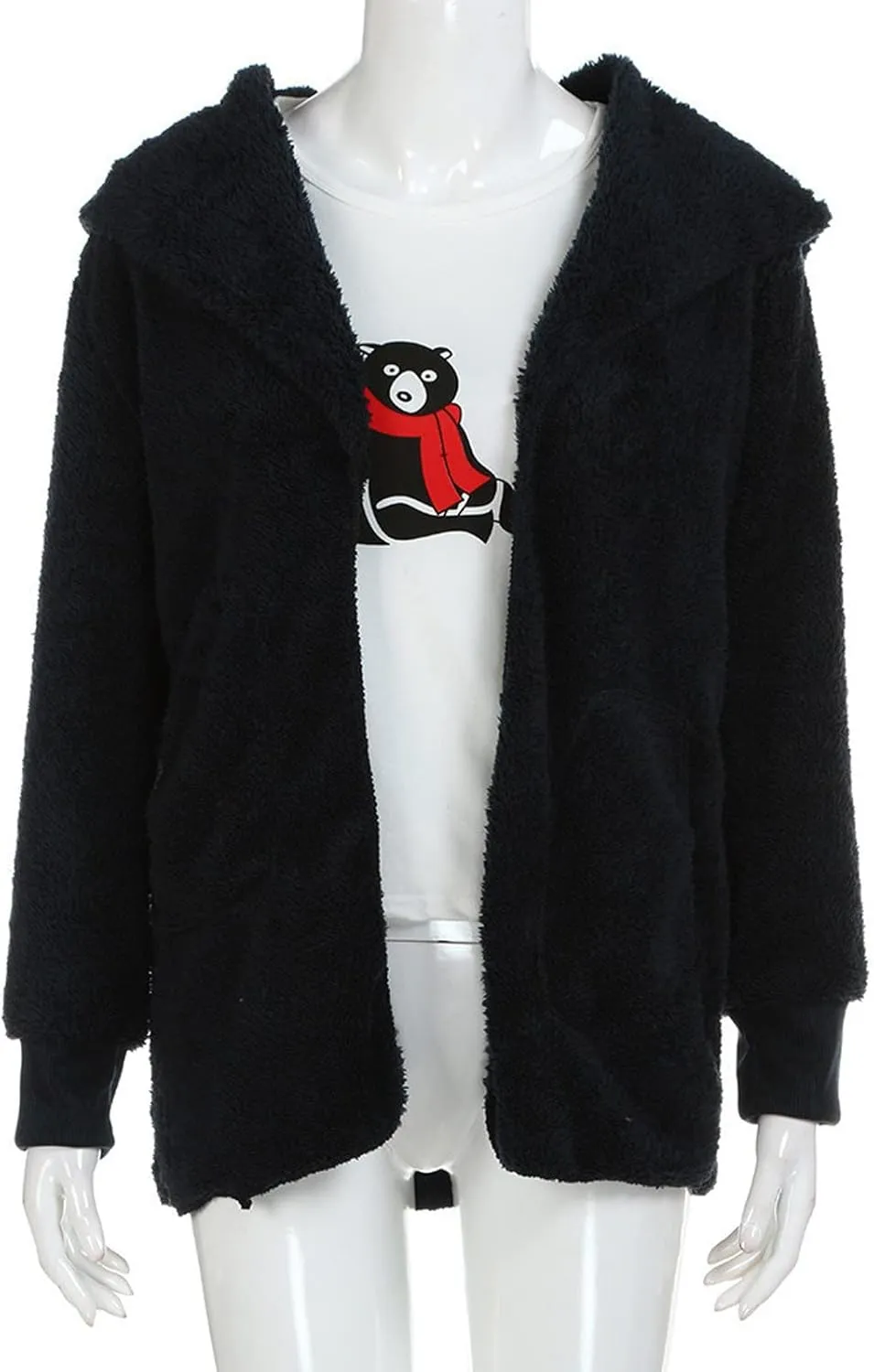 Womens Long Sleeve Coat Fashion Double Faced Plush Jackets Fall With Pocket Trendy 2024 Loose Clothes