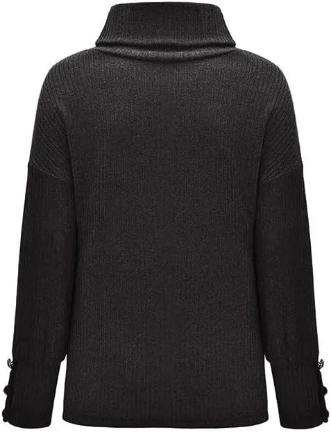 Women's Mock Turtleneck Sweaters Fashion Warm Winter Long Sleeve Pullover Cable Knit Sweaters Soft Jumper