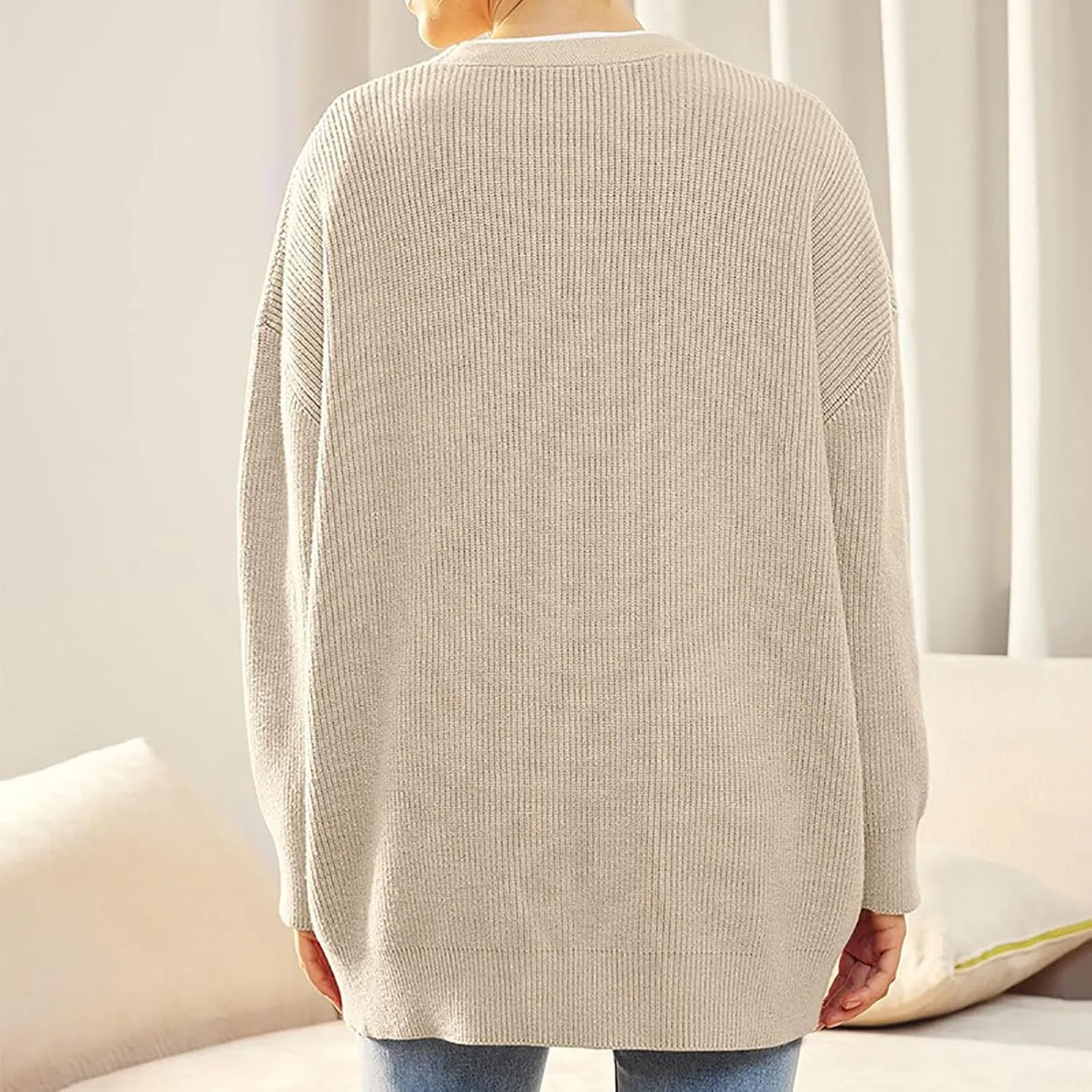 Women's Oversized Cable Knit Sweaters Long Sleeve Button up Chunky Cardigan Casual Fashion Outwear