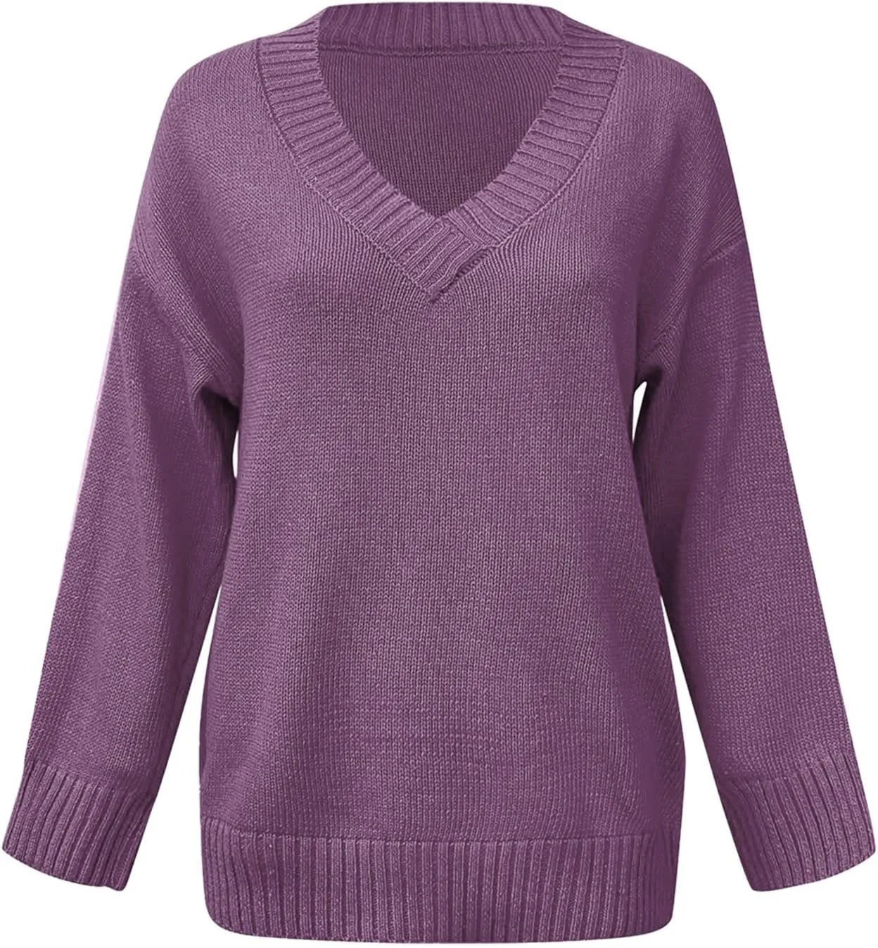 Womens Oversized Sweater Sexy Deep V Neck Cable Knit Sweaters Long Sleeve Loose Jumper Tunic Pullover Tops