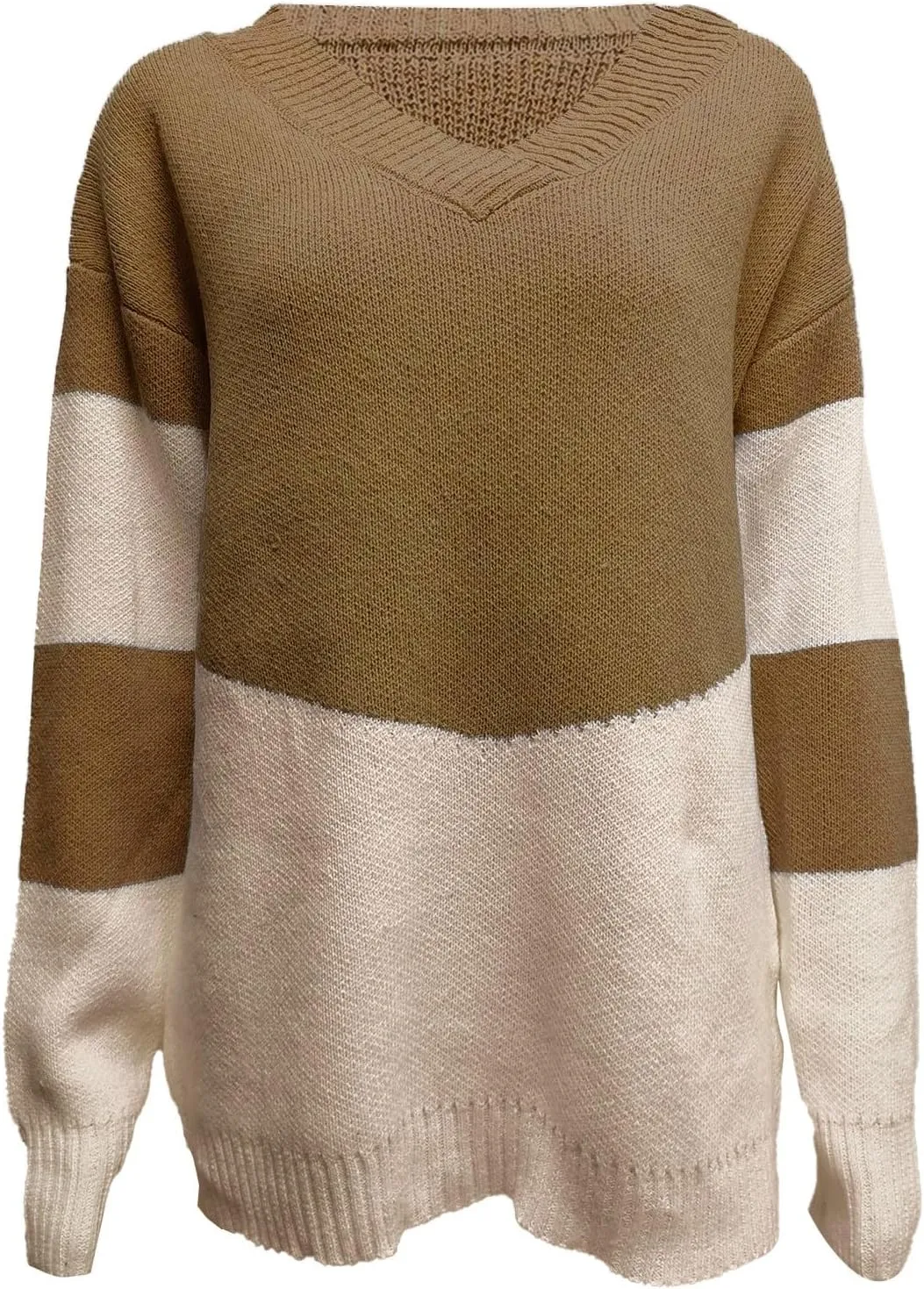 Womens Oversized Sweater Sexy Deep V Neck Cable Knit Sweaters Long Sleeve Loose Jumper Tunic Pullover Tops