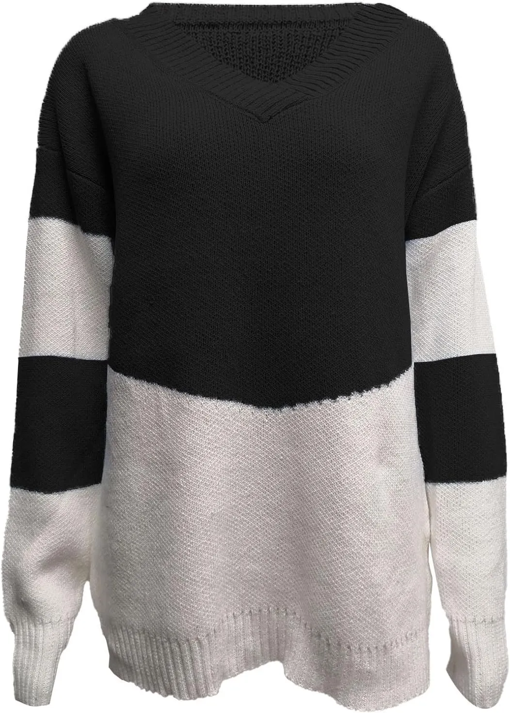 Womens Oversized Sweater Sexy Deep V Neck Cable Knit Sweaters Long Sleeve Loose Jumper Tunic Pullover Tops