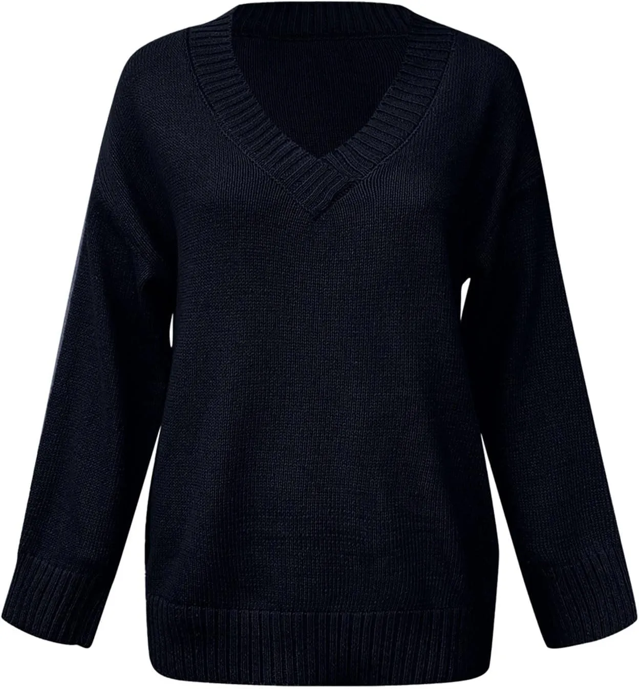 Womens Oversized Sweater Sexy Deep V Neck Cable Knit Sweaters Long Sleeve Loose Jumper Tunic Pullover Tops