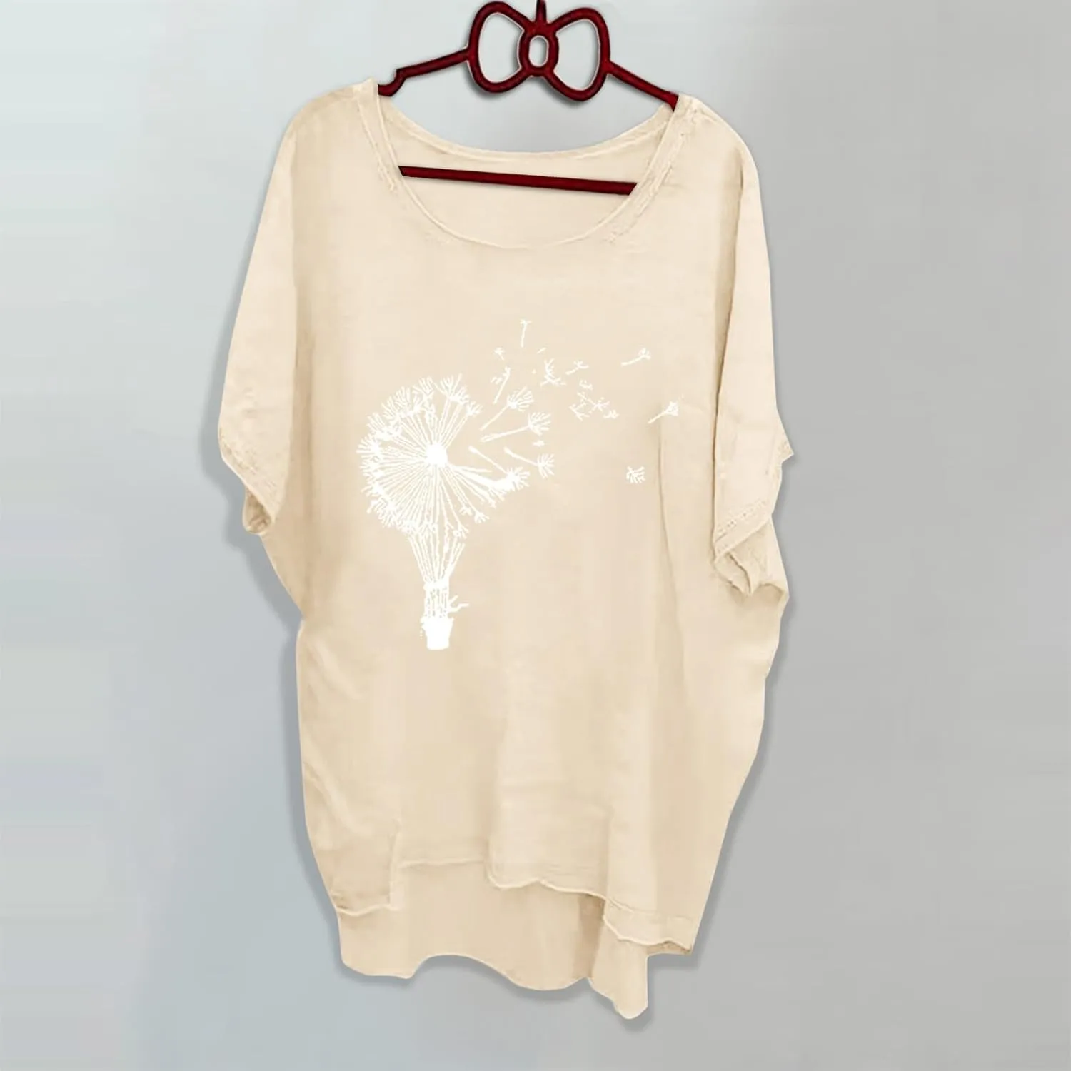 Womens Oversized Tshirts Round Neck Short Sleeve Blouse Dressy Casual Loose Tunics 2024 Summer Plus Size Contton Tops