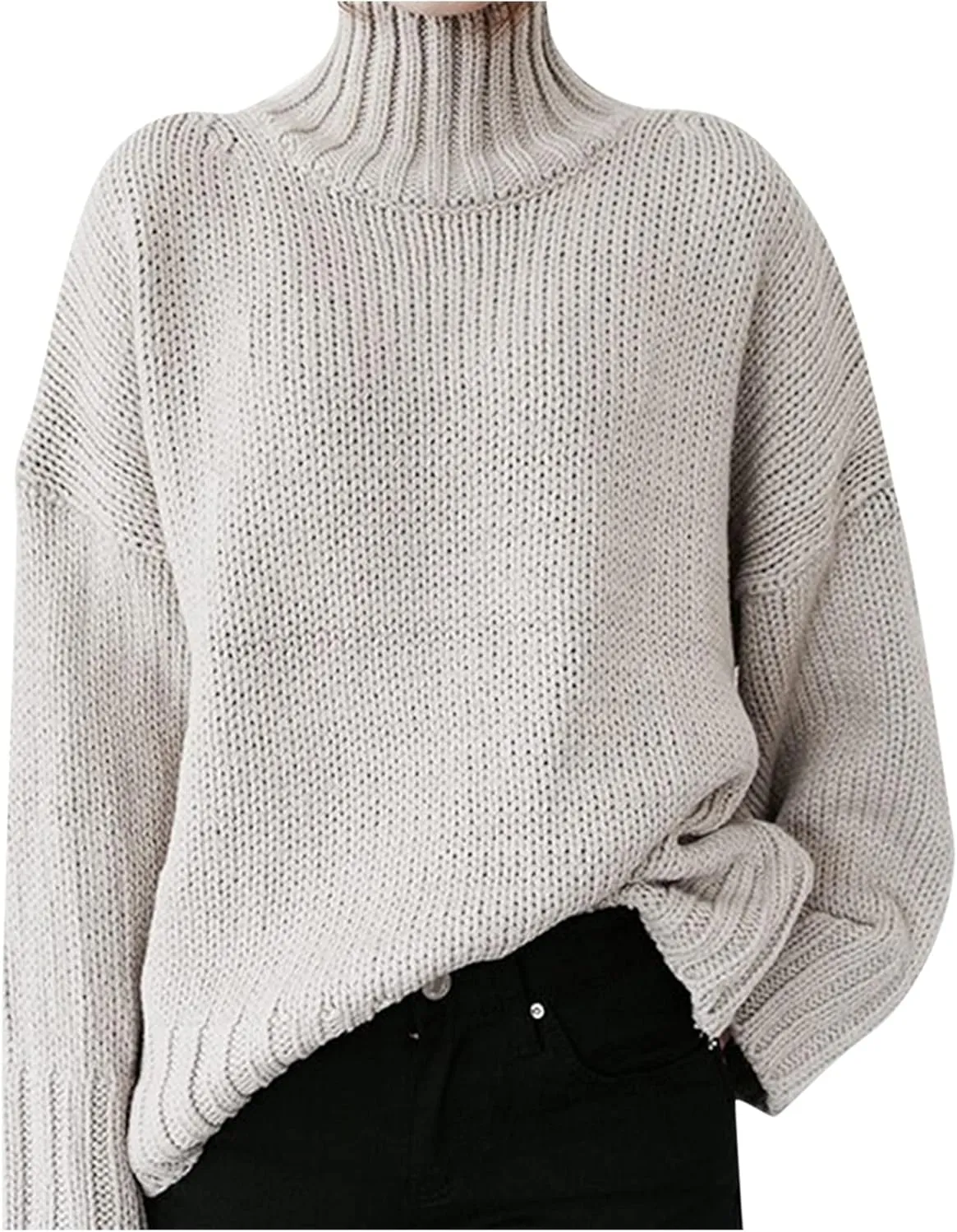 Womens Oversized Turtleneck Long Sleeve Sweater Fall Winter Casual Cable Knit Cozy Soft Slouchy Loose Pullover Jumper Tops
