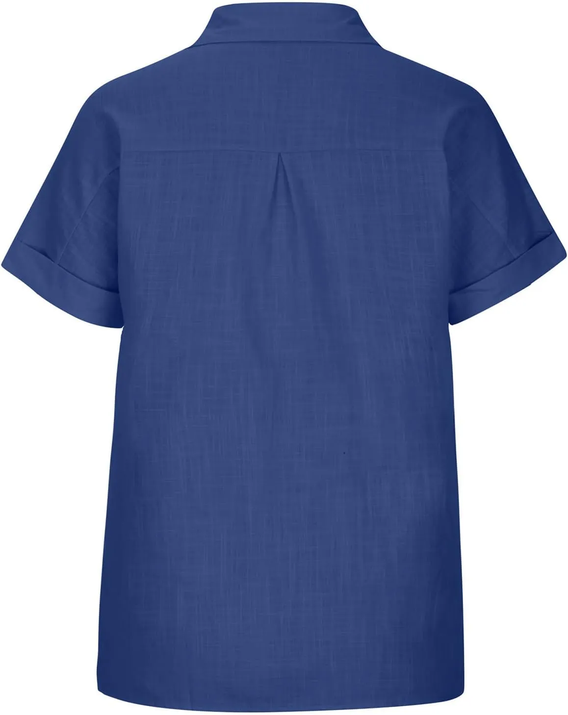 Womens Short Sleeve Button Down Shirt Collared V Neck Blouse Summer Cotton Linen Tops Loose Fit Casual Dressy Clothes
