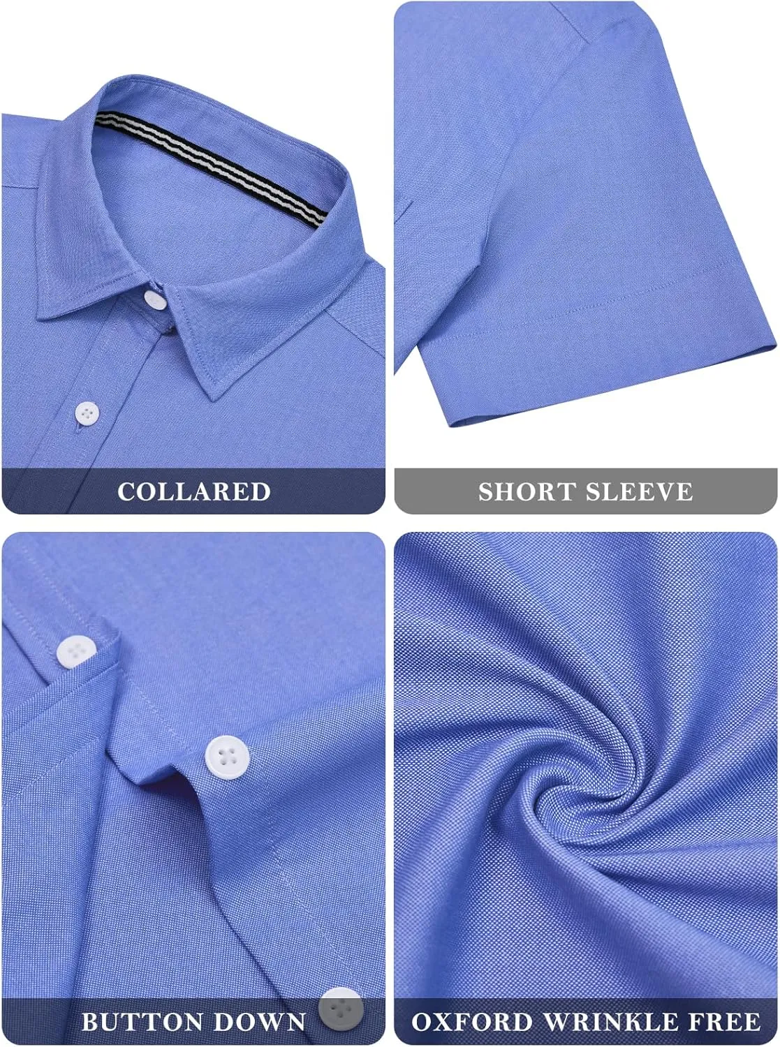 Womens Short Sleeve Button Down Shirts Stretch Oxford Shirts Cotton Dress Shirt Collared Blouse Formal Work Tunic Tops