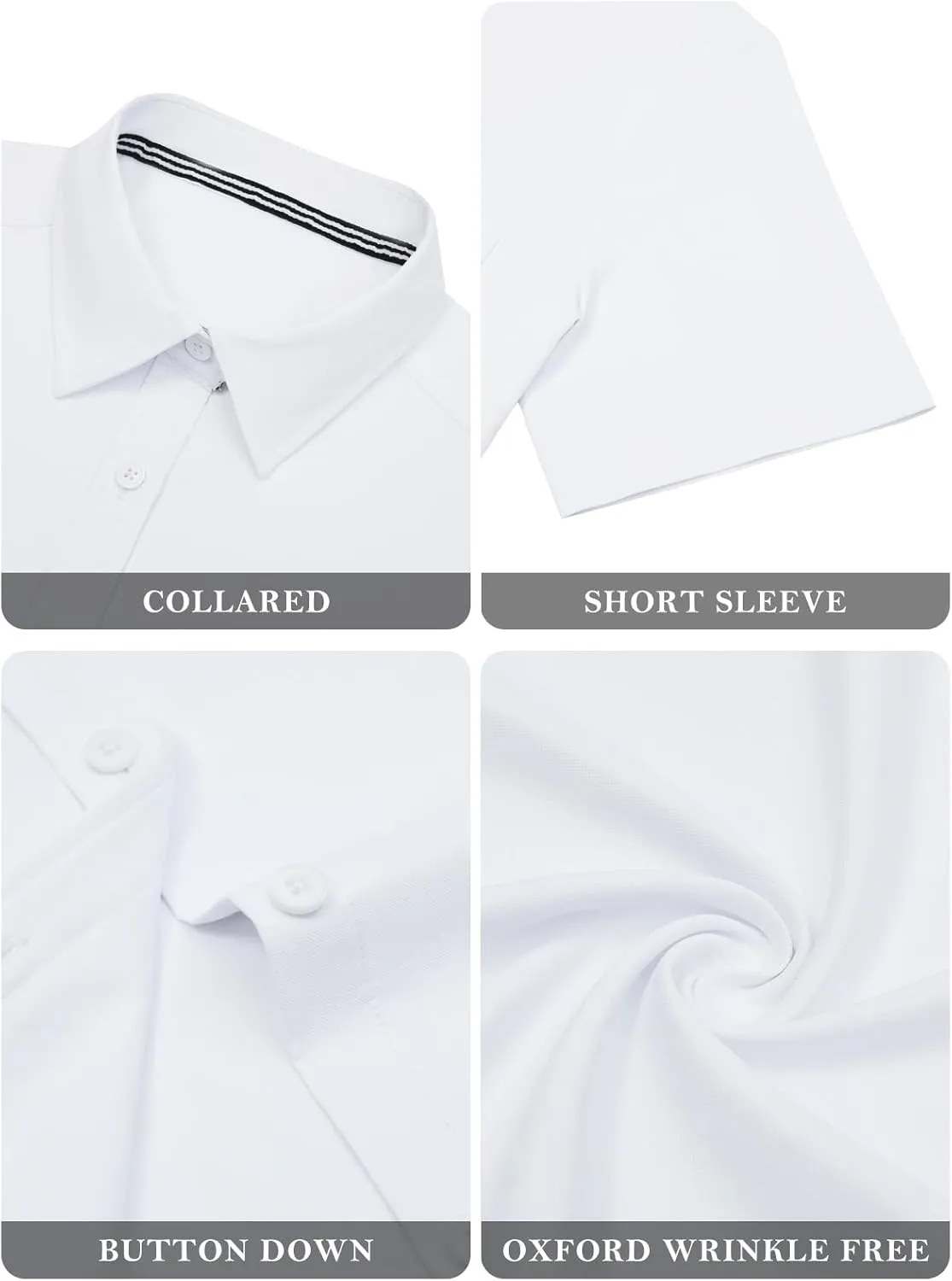 Womens Short Sleeve Button Down Shirts Stretch Oxford Shirts Cotton Dress Shirt Collared Blouse Formal Work Tunic Tops
