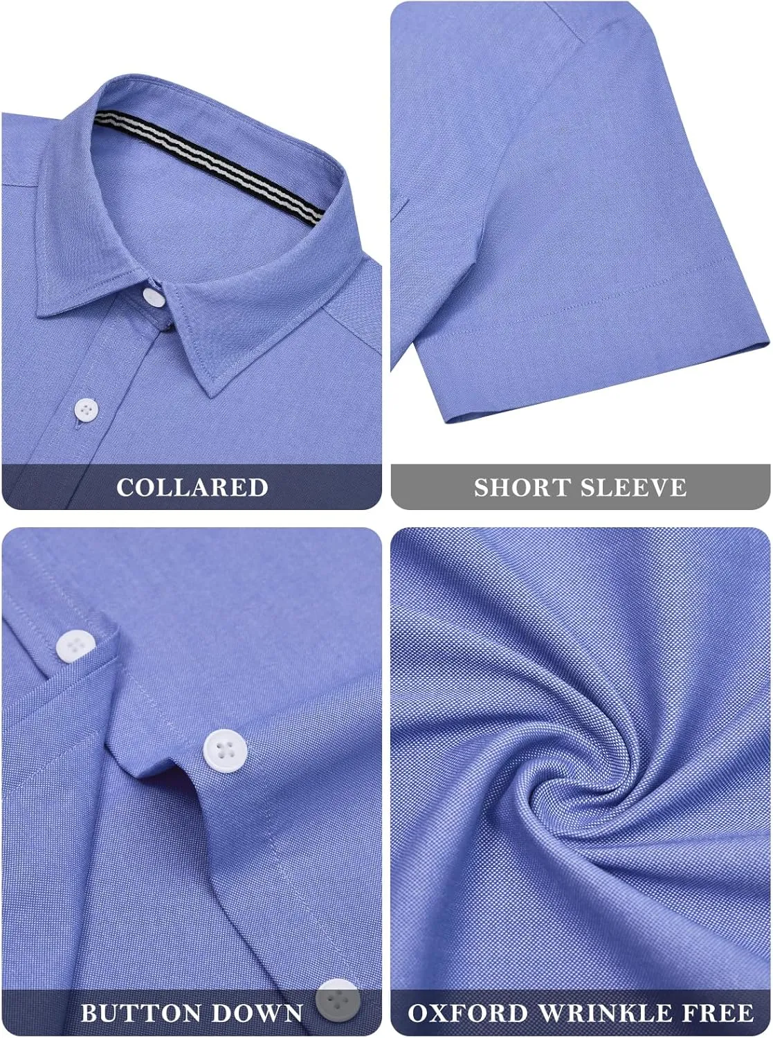 Womens Short Sleeve Button Down Shirts Stretch Oxford Shirts Cotton Dress Shirt Collared Blouse Formal Work Tunic Tops
