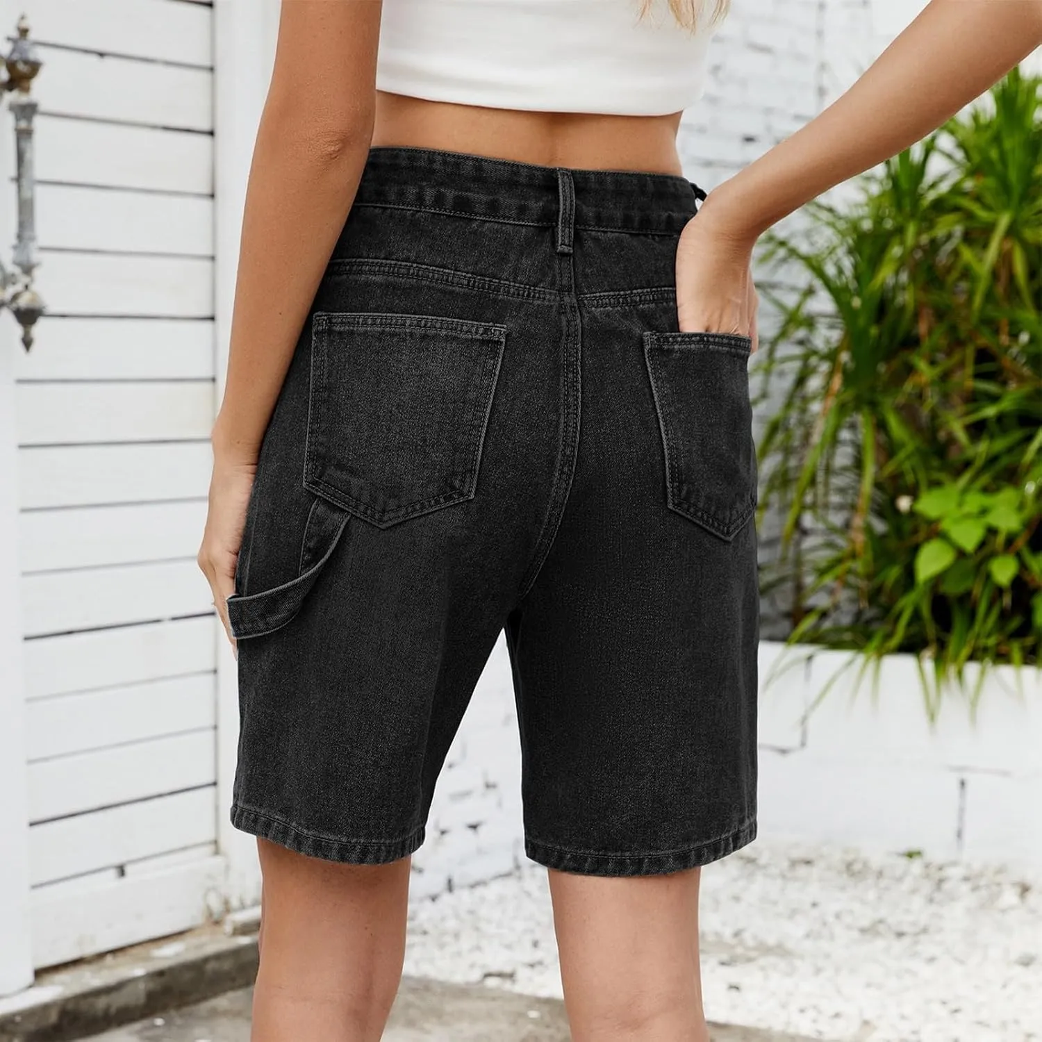 Womens Shorts Casual Denim Petite High Waisted Wide Leg Short Pants with Pocket Vacation Outfits