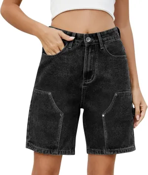 Womens Shorts Casual Denim Petite High Waisted Wide Leg Short Pants with Pocket Vacation Outfits