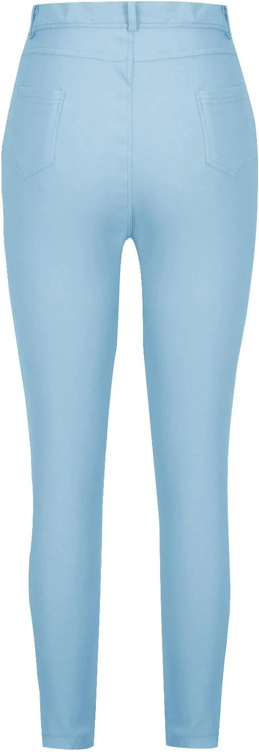 Women's Stretchy Slim Fit Skinny Leg Pull On Jeans with Pockets High Waist Denim Trousers Pants