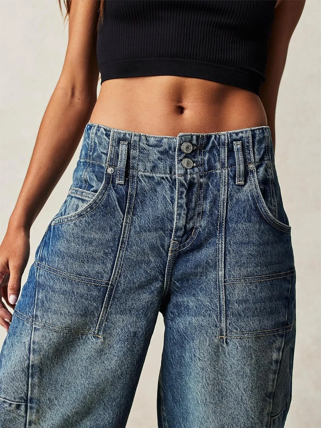 Women's Summer Blue Denim Bermuda Shorts, Casual, Loose Fit, High Waist, Knee Length, 28 Inseam