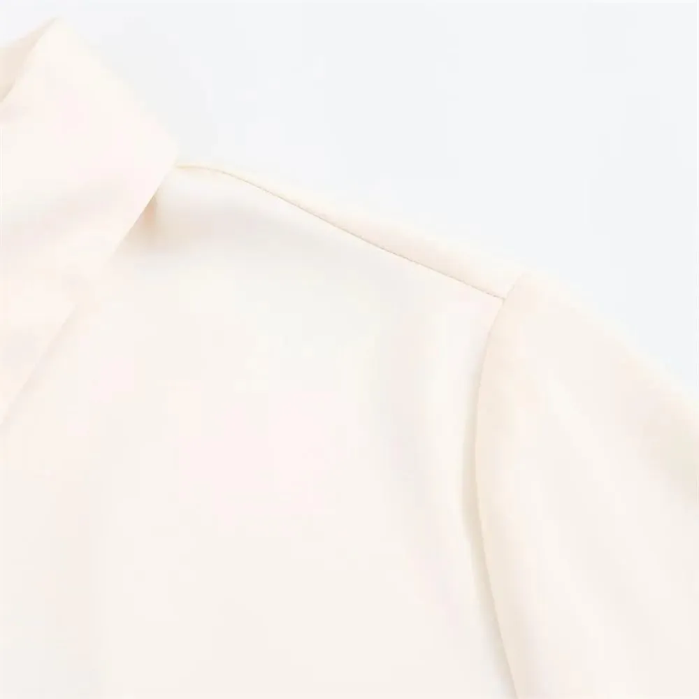 Womens Summer Polo Collar Silk Shirt Business Casual Long Sleeves Blouse Office Work Tops