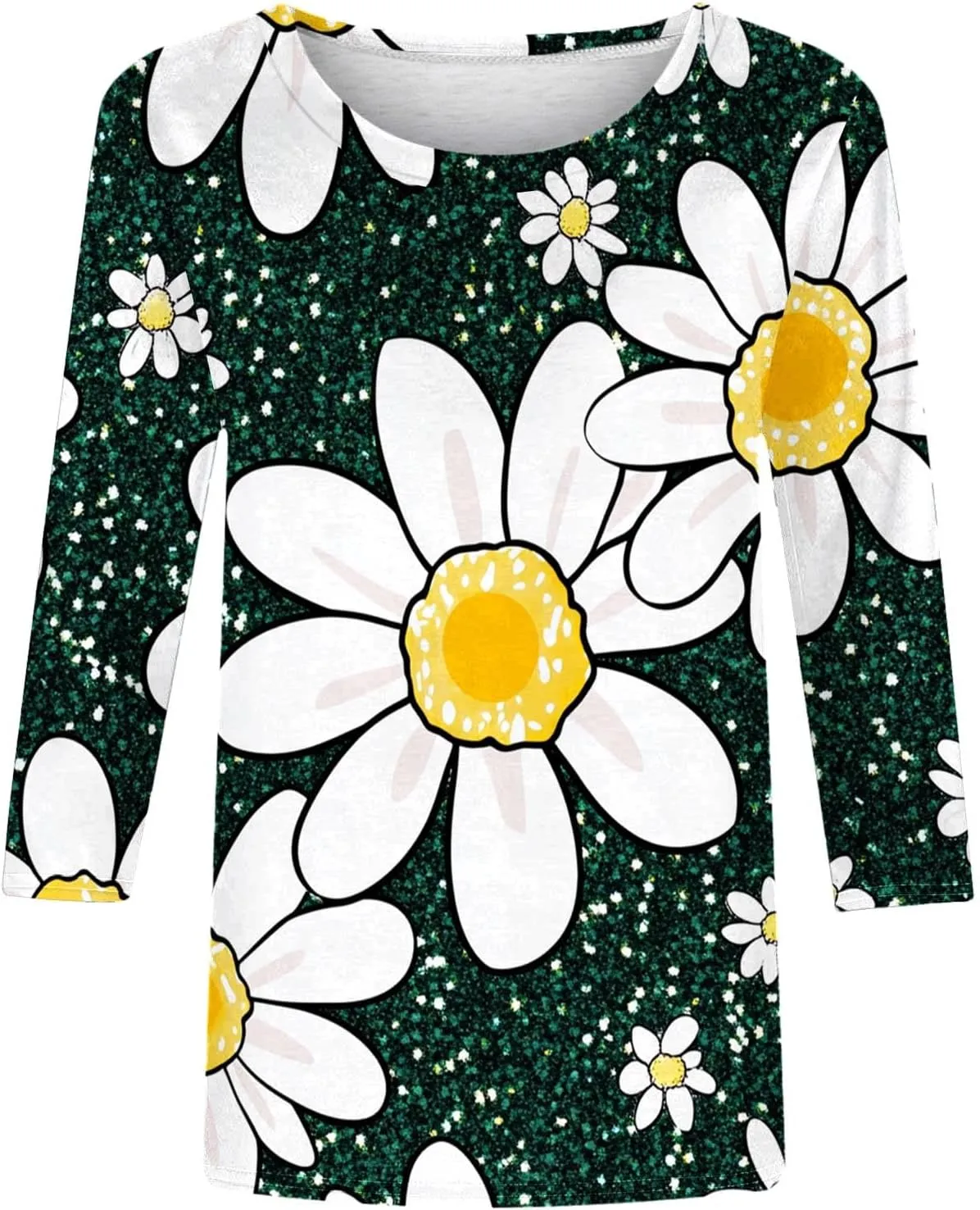Women's Sunflower Print Casual T-Shirt Short Sleeve Loose Fit Summer Top Plus Size Crewneck Trendy Outfits