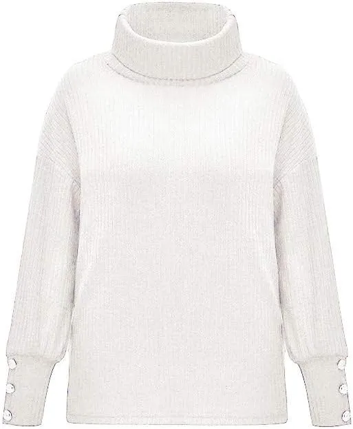 Womens Turtleneck Sweater Oversized Cable Knit Sweater Cowl Neck Chunky Sweater Winter Plus Size Cute Pullover Jumper