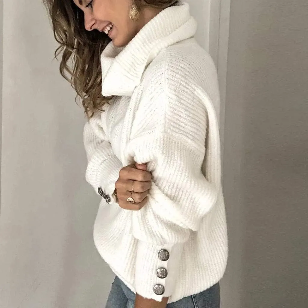 Womens Turtleneck Sweater Oversized Cable Knit Sweater Cowl Neck Chunky Sweater Winter Plus Size Cute Pullover Jumper