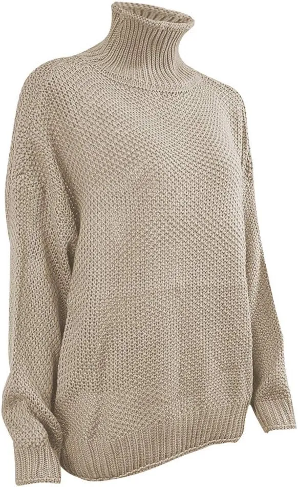 Womens Turtleneck Sweaters Plus Size Lantern Sleeve Ribbed Knit Pullover Casual Soft Solid Fall Winter Jumper Tops
