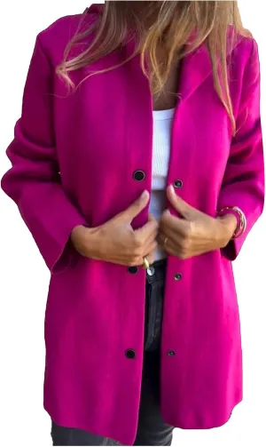 Women's Winter Wool Coat Casual Long Sleeve Button Down Shacket Jacket Plus Size Lapel Tartan Trench Coat with Pockets