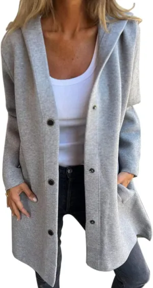 Women's Winter Wool Coat Casual Long Sleeve Button Down Shacket Jacket Plus Size Lapel Tartan Trench Coat with Pockets