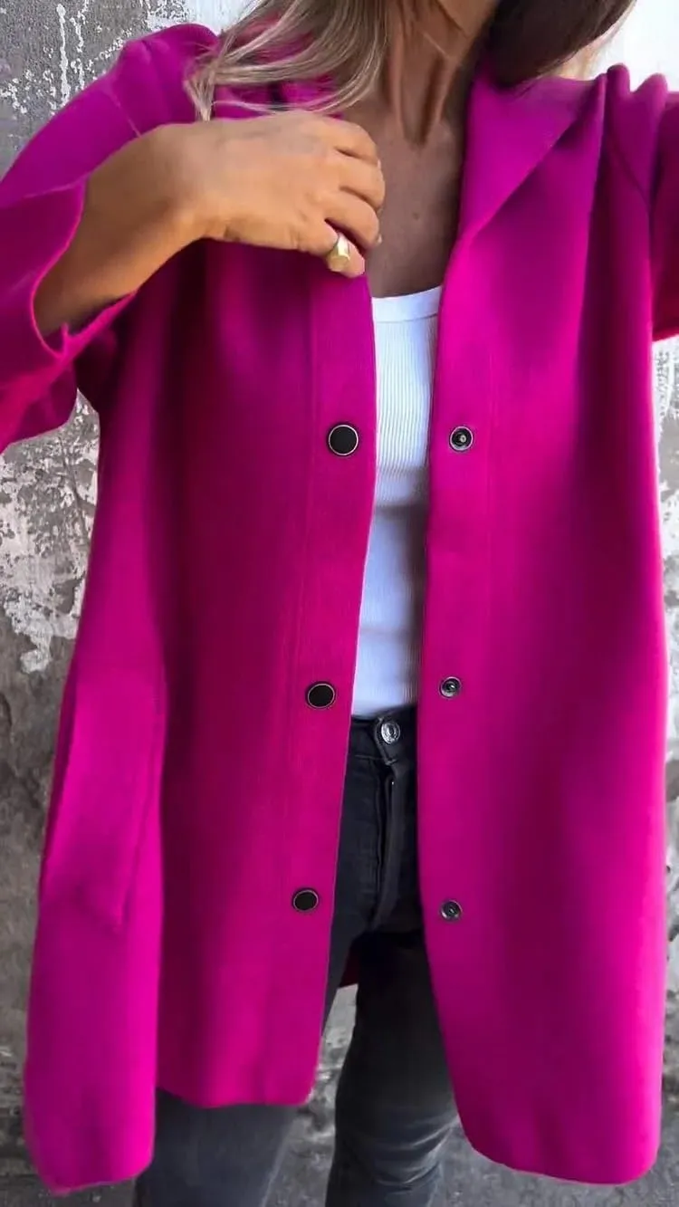 Women's Winter Wool Coat Casual Long Sleeve Button Down Shacket Jacket Plus Size Lapel Tartan Trench Coat with Pockets