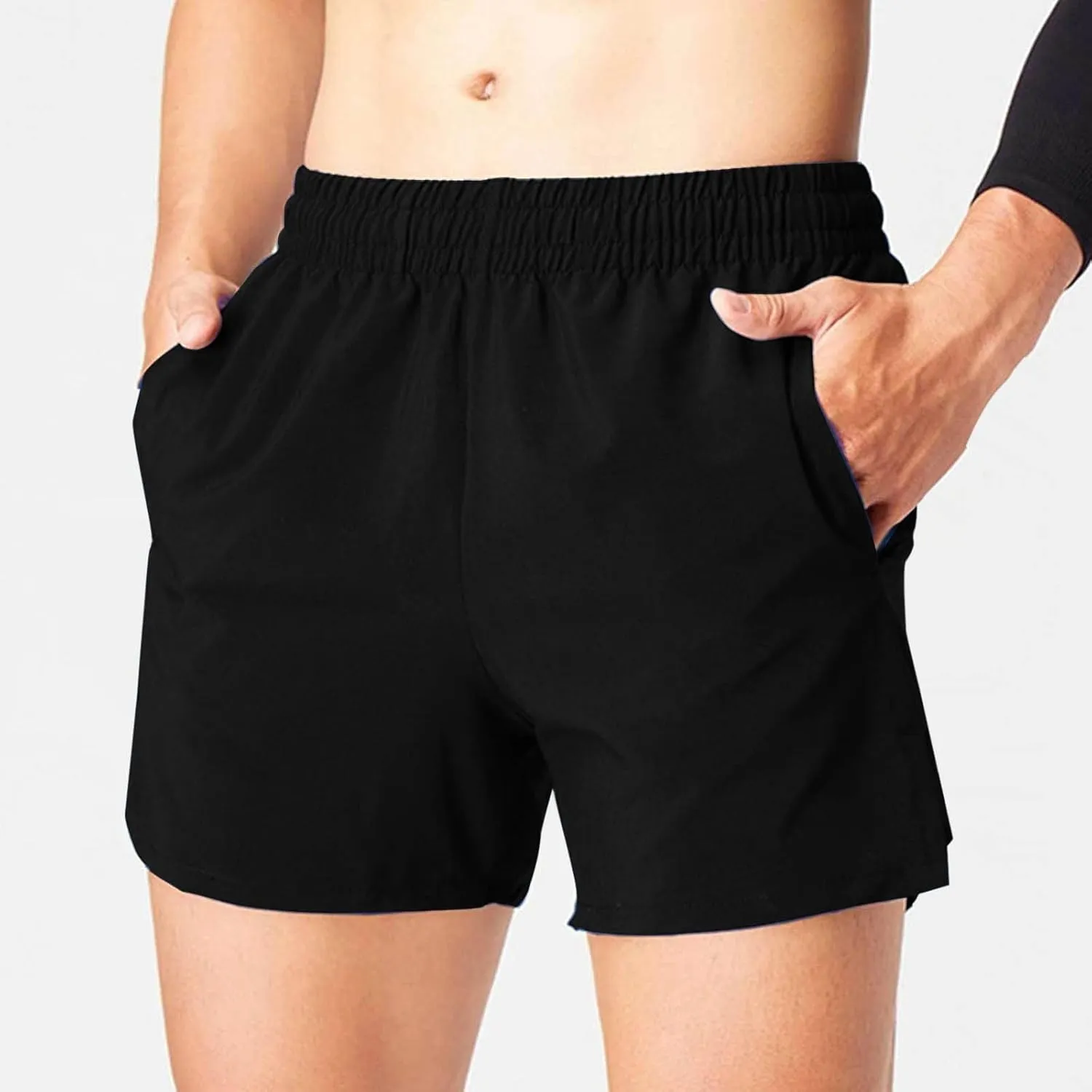 Xiaojmake Men's Running Shorts Quick Dry Athletic Gym Shorts with Zipper Pockets Water Resistant Workout Training Shorts