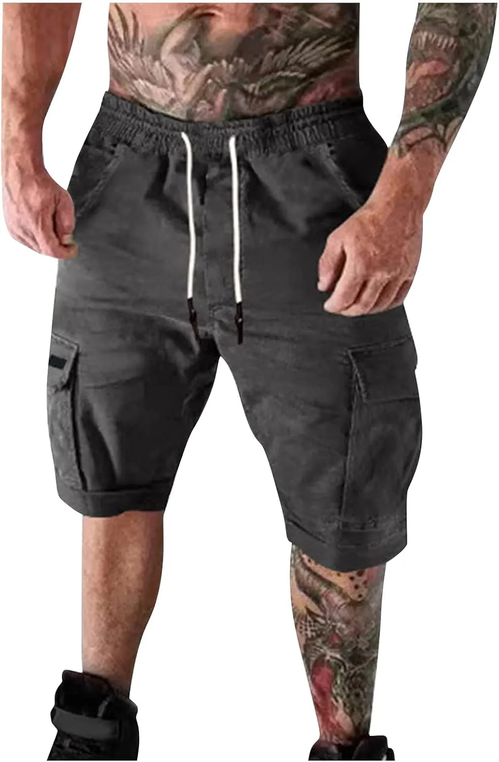Ymosrh Men's Casual Cargo Shorts with Pockets Summer Short Pants Outdoor Work Shorts for Men, S-5XL