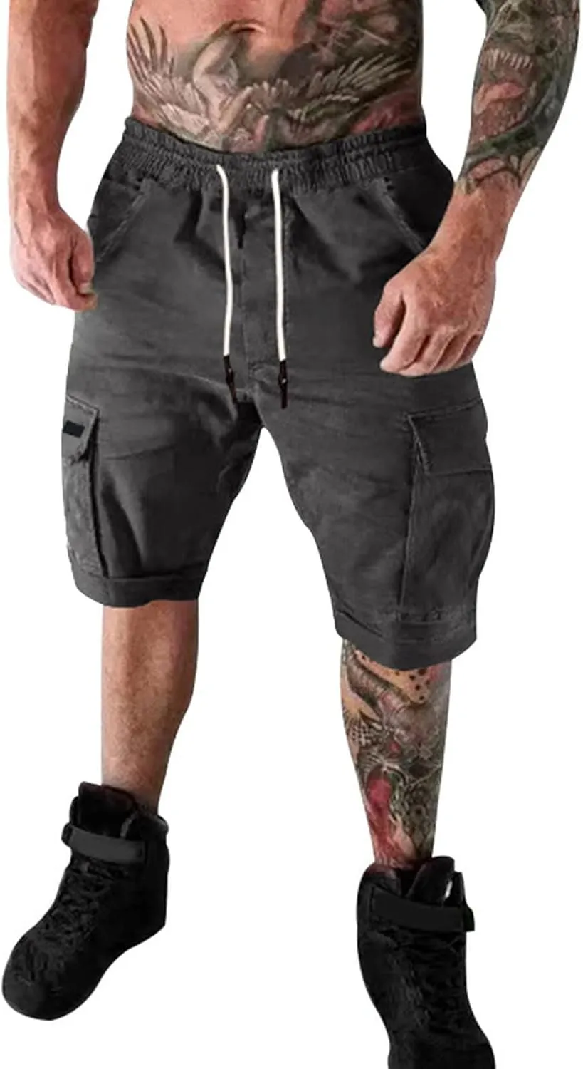 Ymosrh Men's Casual Cargo Shorts with Pockets Summer Short Pants Outdoor Work Shorts for Men, S-5XL