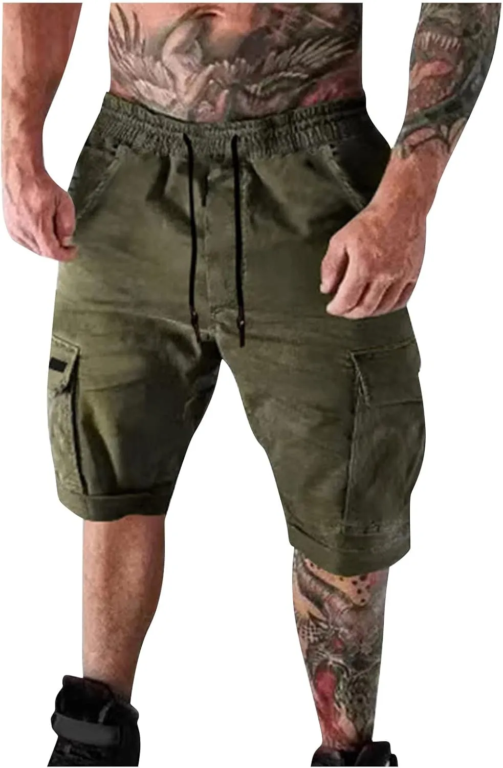 Ymosrh Men's Casual Cargo Shorts with Pockets Summer Short Pants Outdoor Work Shorts for Men, S-5XL