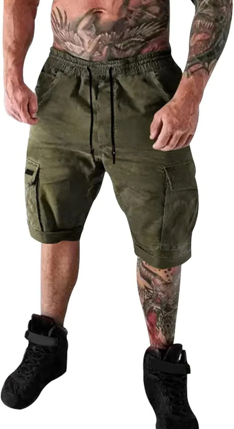 Ymosrh Men's Casual Cargo Shorts with Pockets Summer Short Pants Outdoor Work Shorts for Men, S-5XL