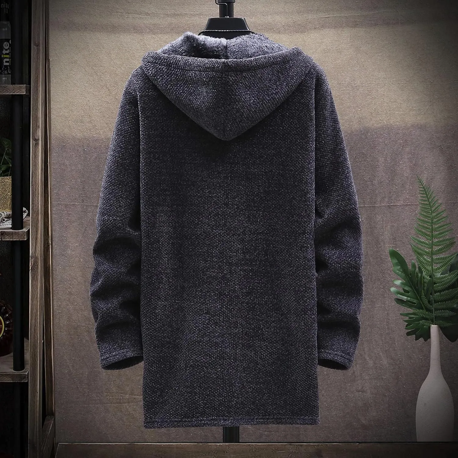 Ymosrh Mens Coat and Winter Men's Fashion Loose Cardigan Warm Lapel Hooded Jacket Sweater Lightweight Rain Jacket