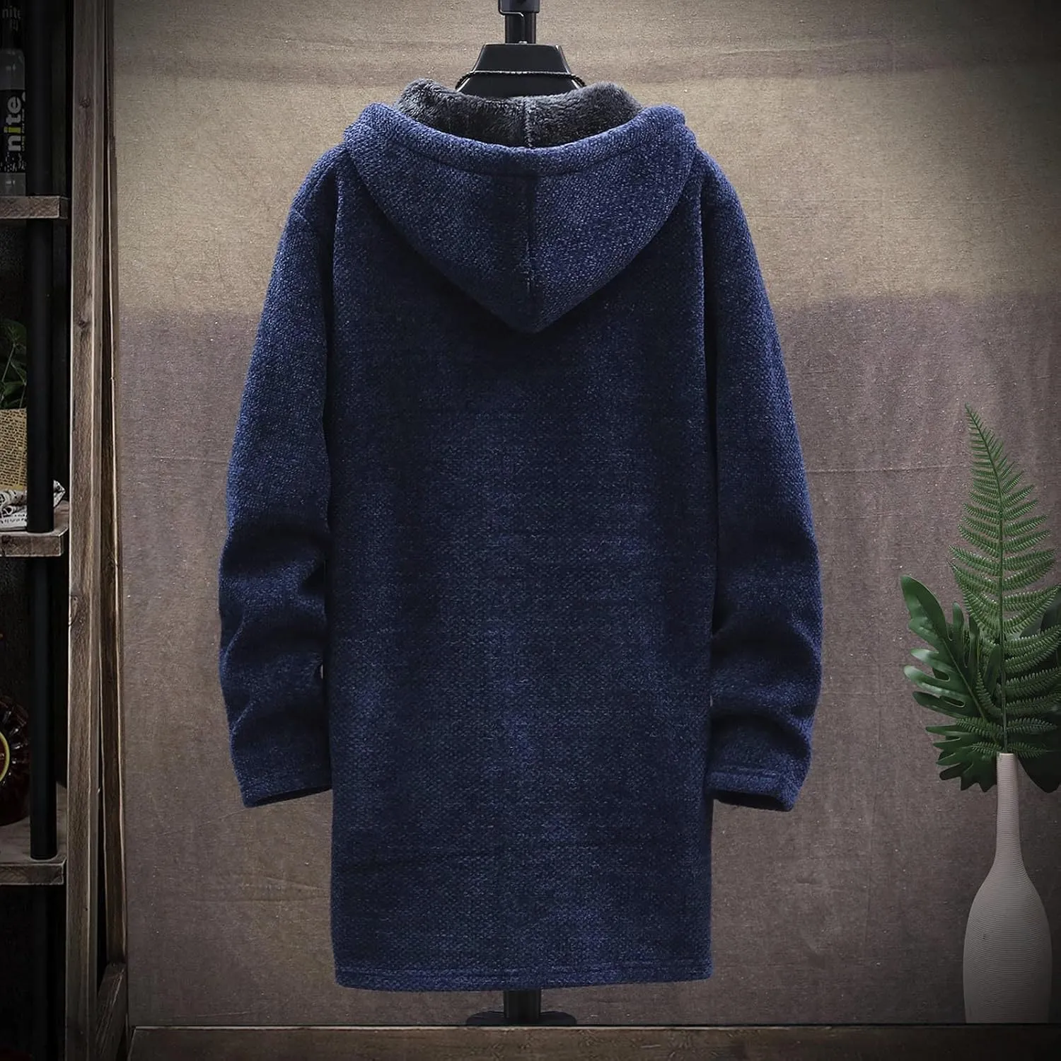 Ymosrh Mens Coat and Winter Men's Fashion Loose Cardigan Warm Lapel Hooded Jacket Sweater Lightweight Rain Jacket