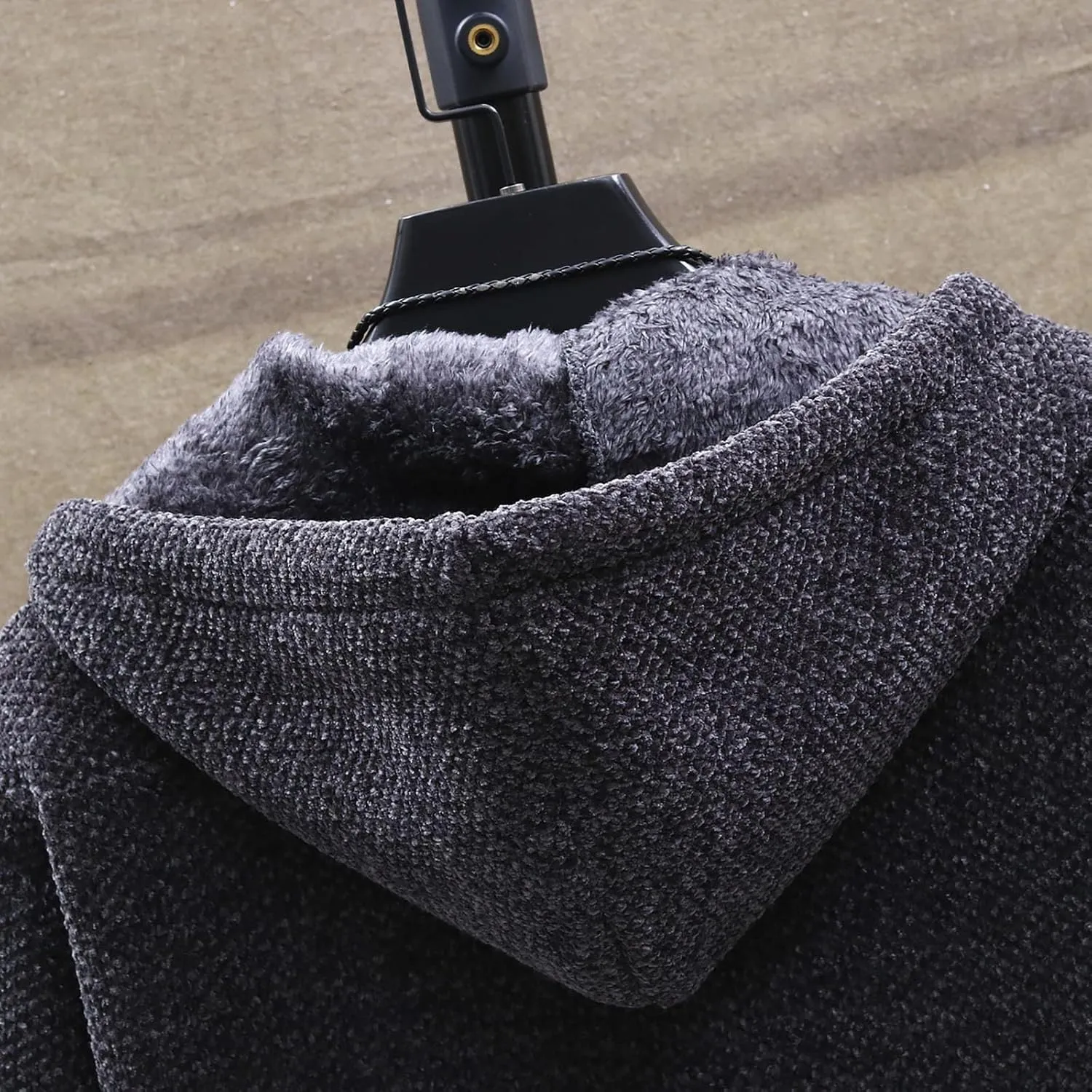 Ymosrh Mens Coat and Winter Men's Fashion Loose Cardigan Warm Lapel Hooded Jacket Sweater Lightweight Rain Jacket